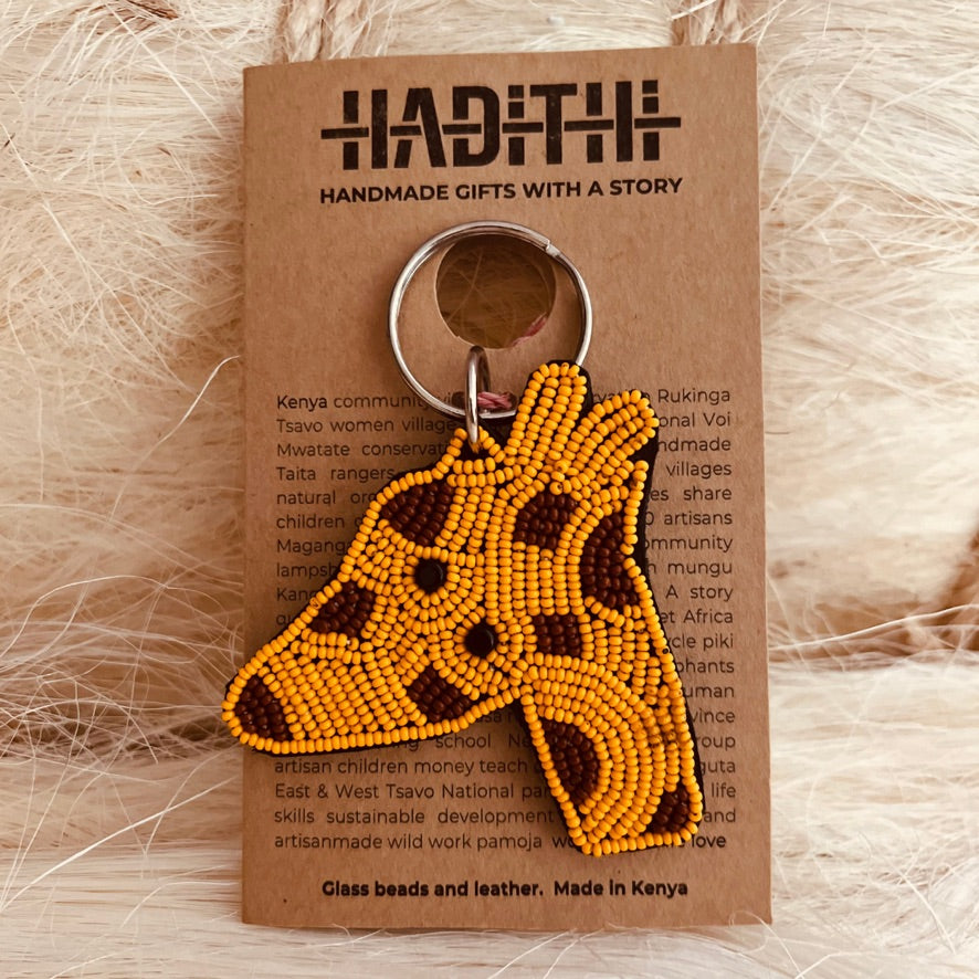 Giraffe Beaded Keychain