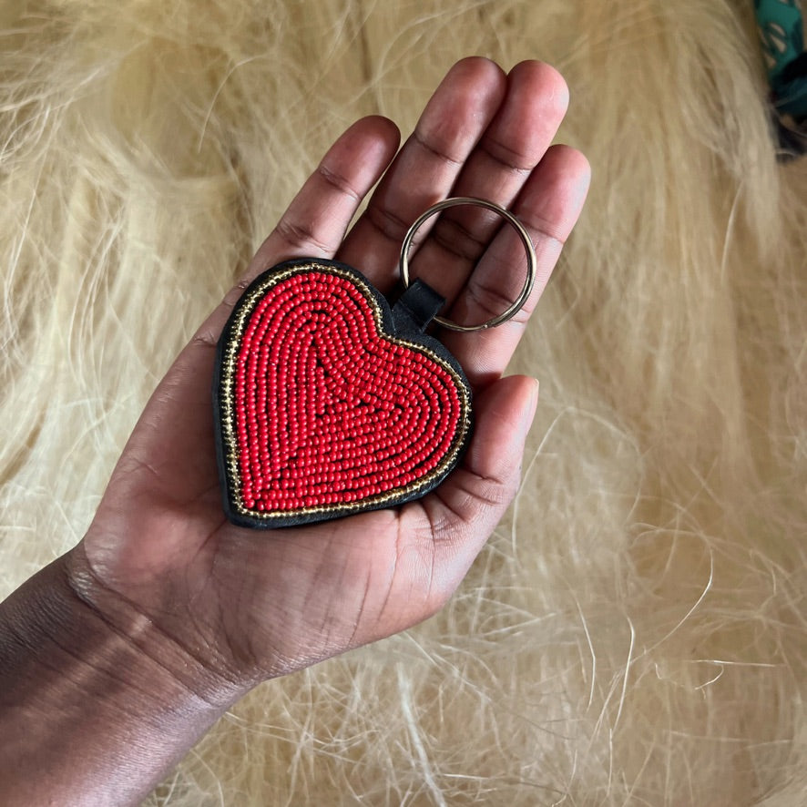 Heart Beaded Keychain
