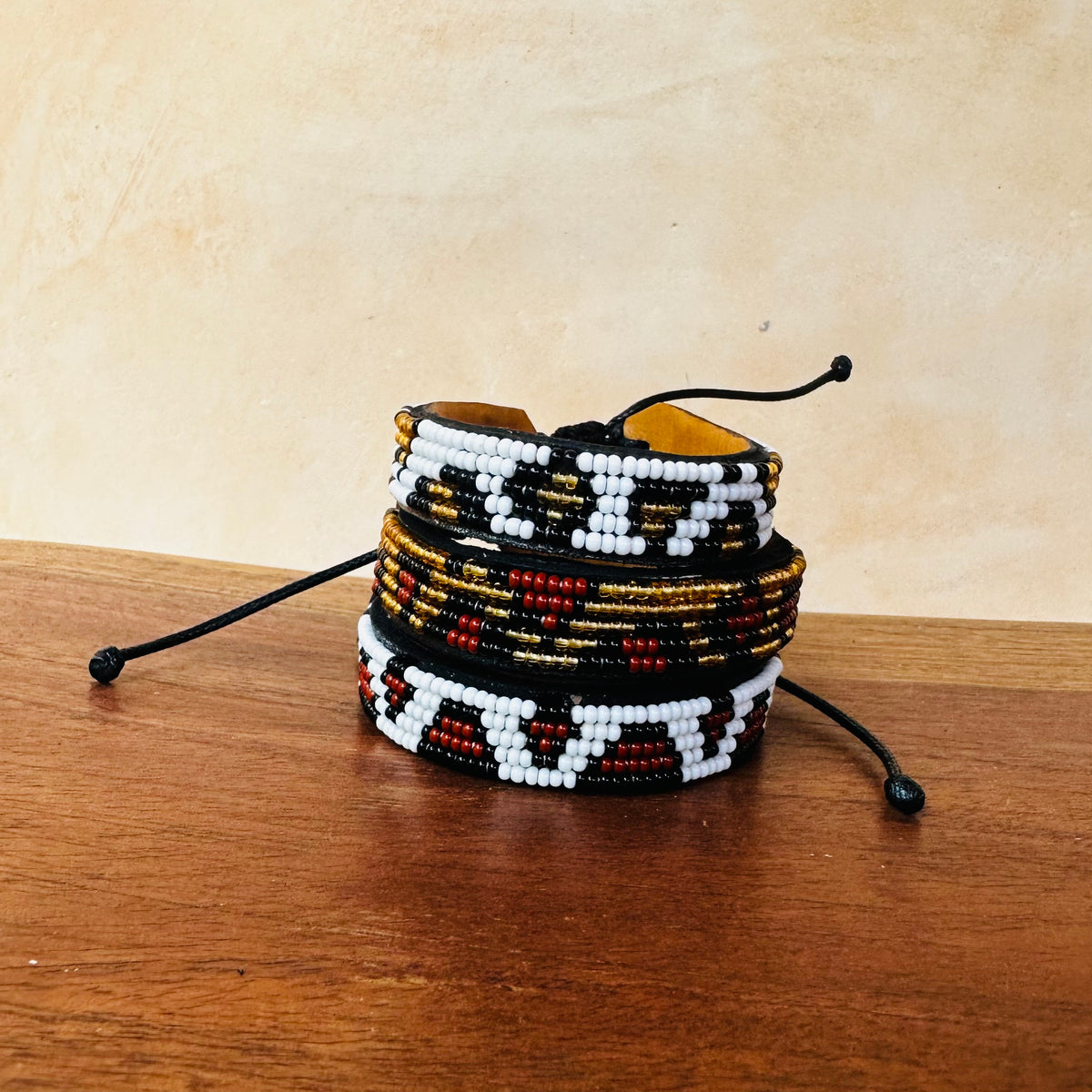 Adjustable Maasai Bracelet - Narrow - Leopard Print Design