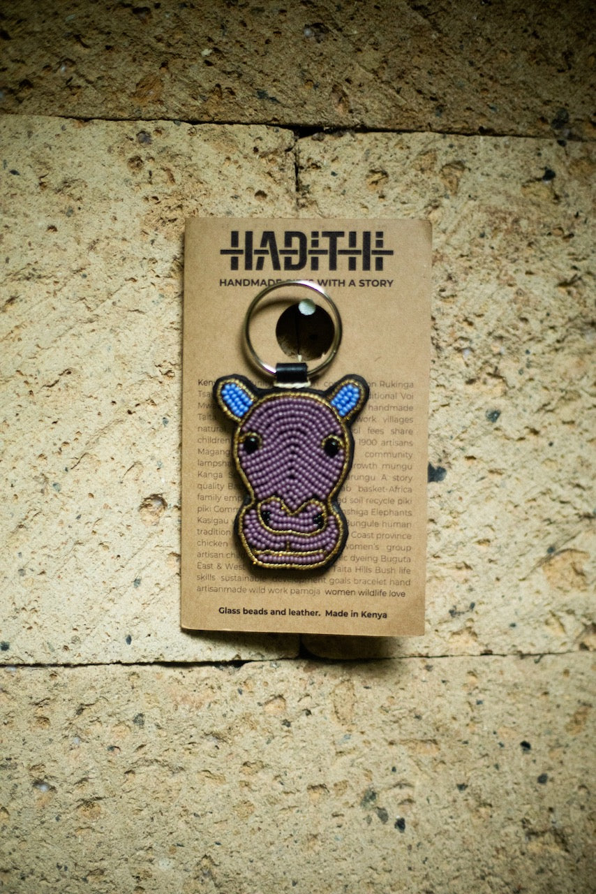 Hippo Beaded Keychain