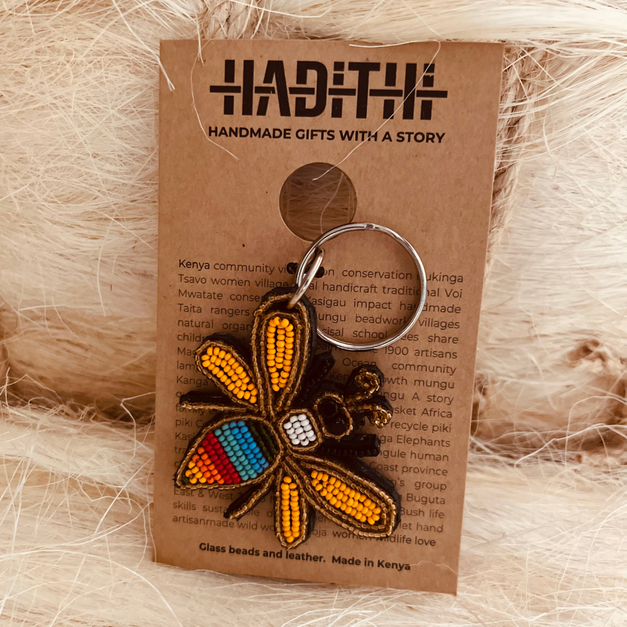 Bee Beaded Keychain