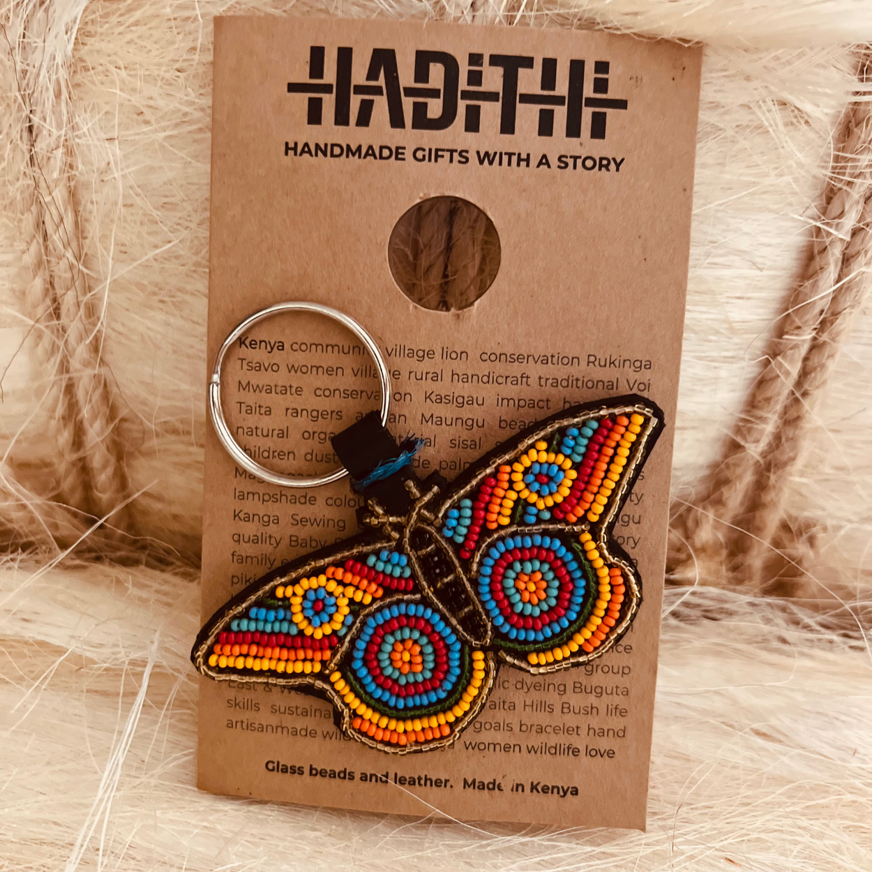 Butterfly Beaded Keychain