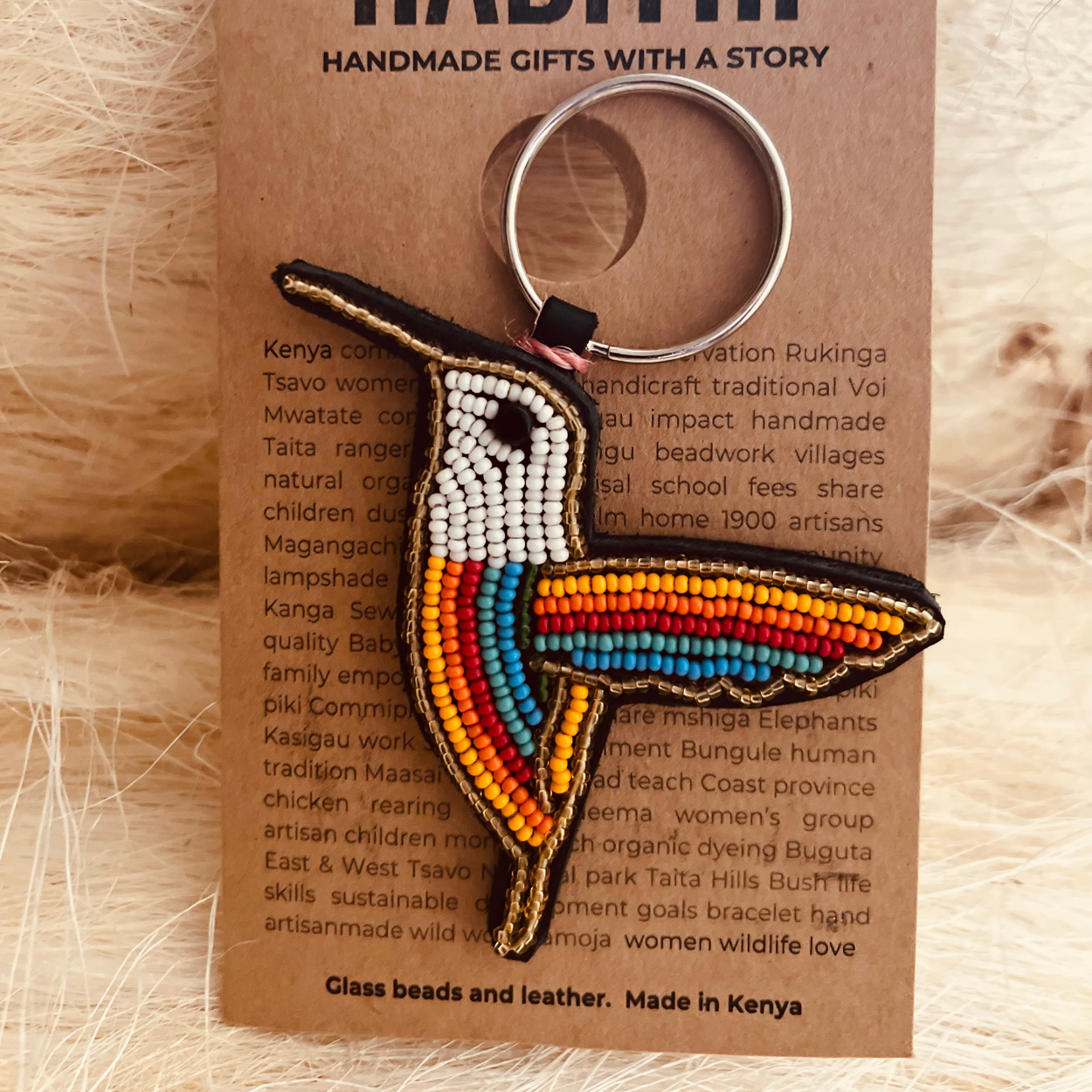 Hummingbird Beaded Keychain