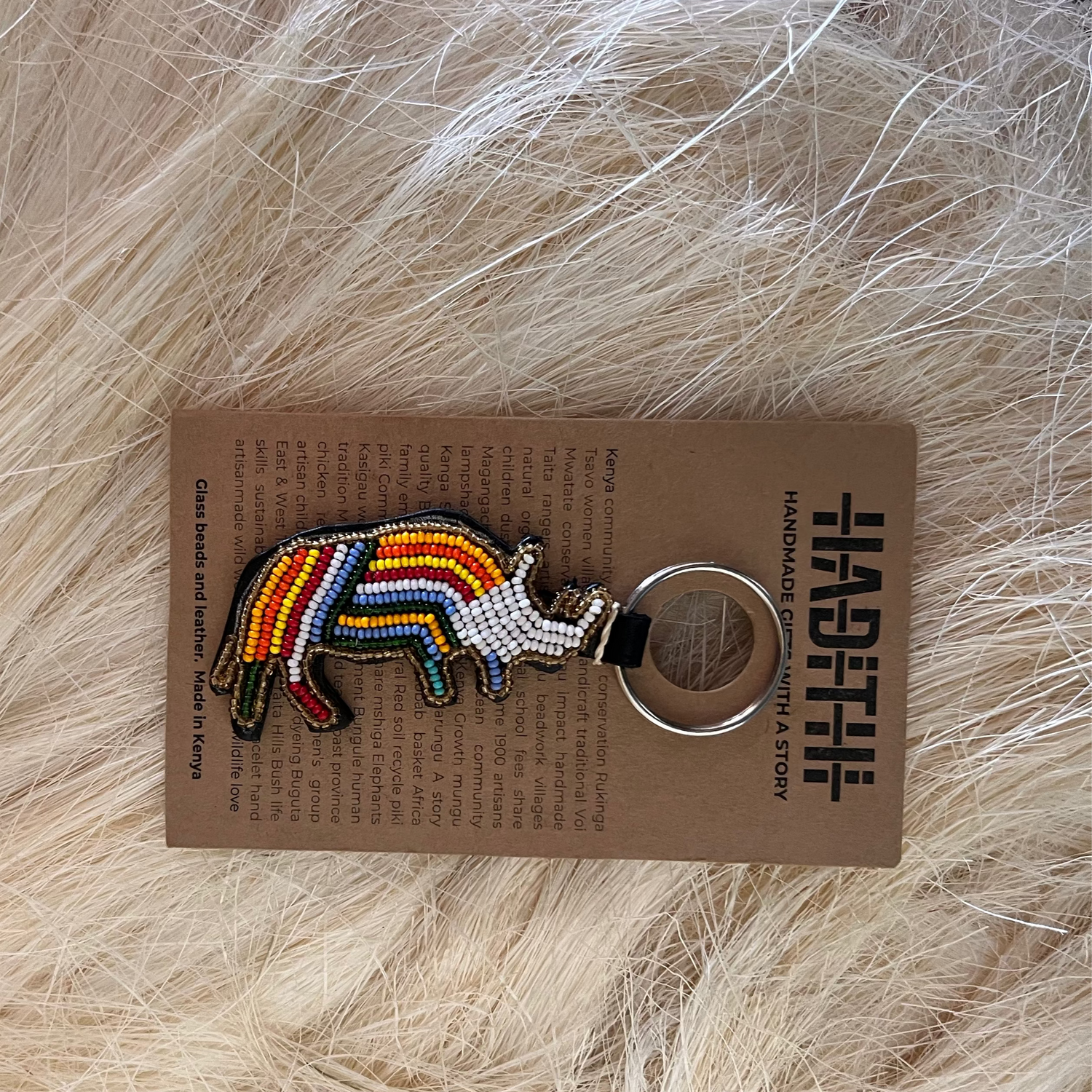 Rhino Beaded Keychain