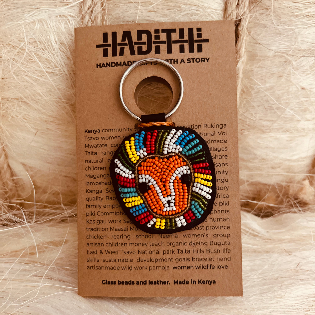 Lion Beaded Keychain