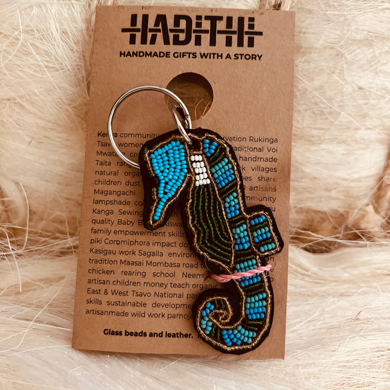 Seahorse Beaded Keychain