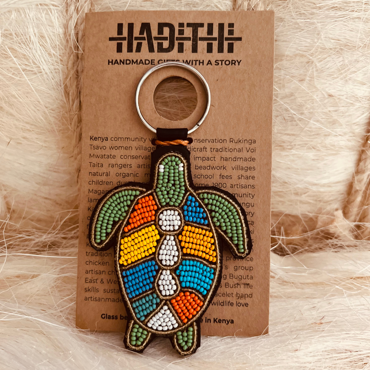 Turtle Beaded Keychain