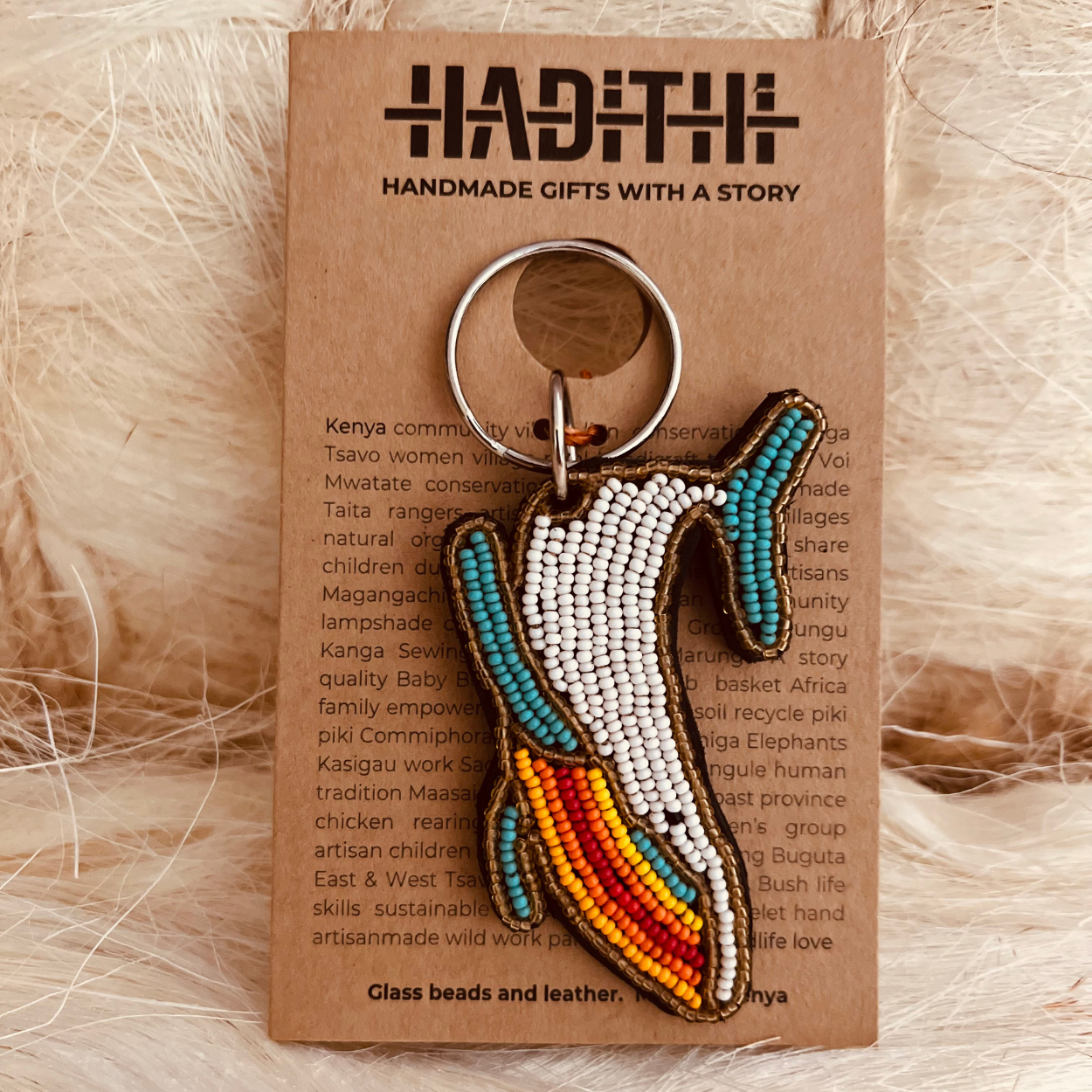 Whale Beaded Keychain