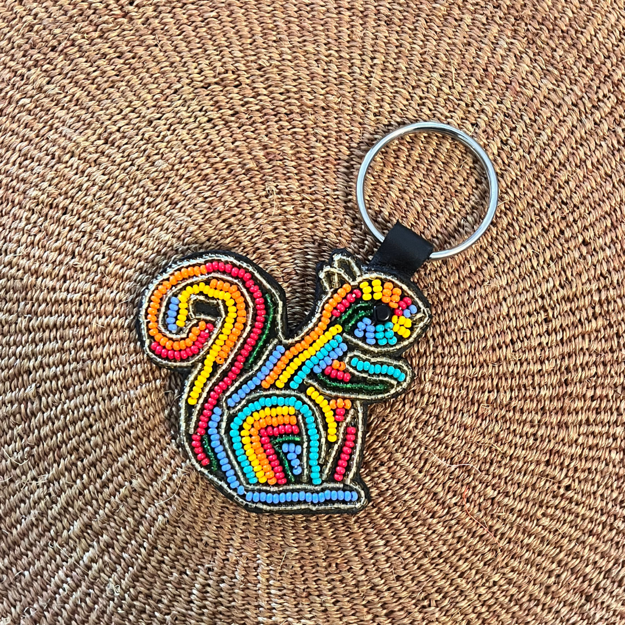Squirrel Beaded Keychain