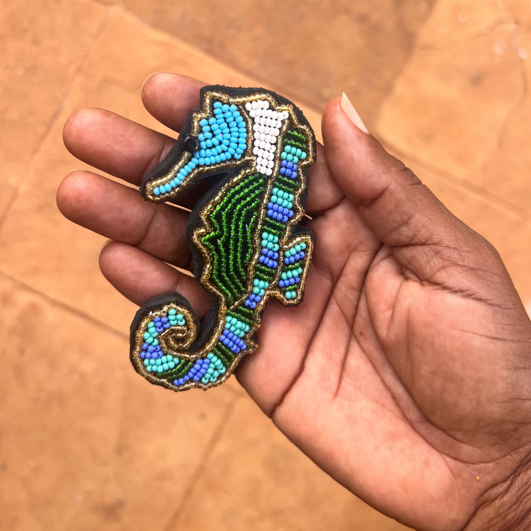 Seahorse Beaded Keychain