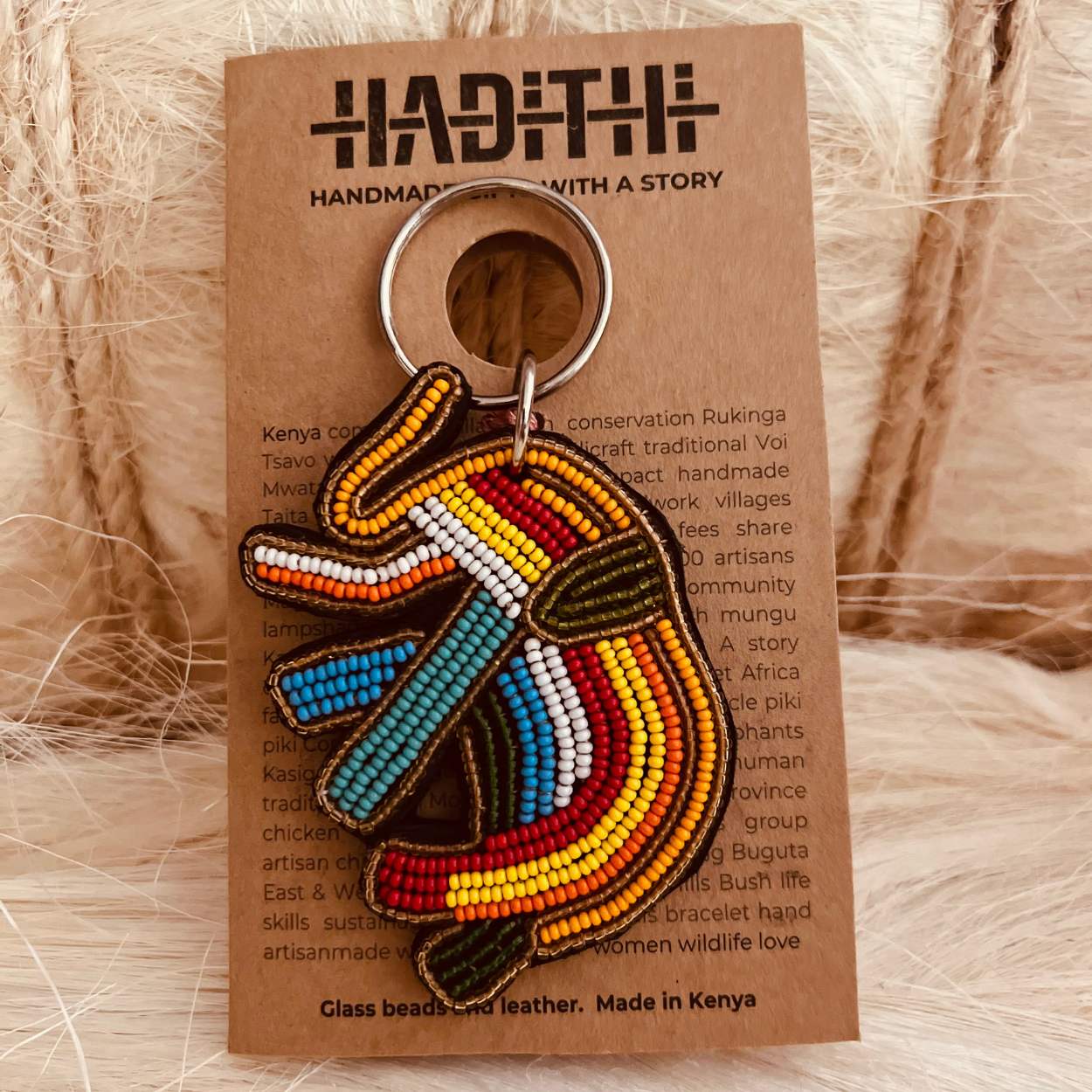 Elephant Beaded Keychain