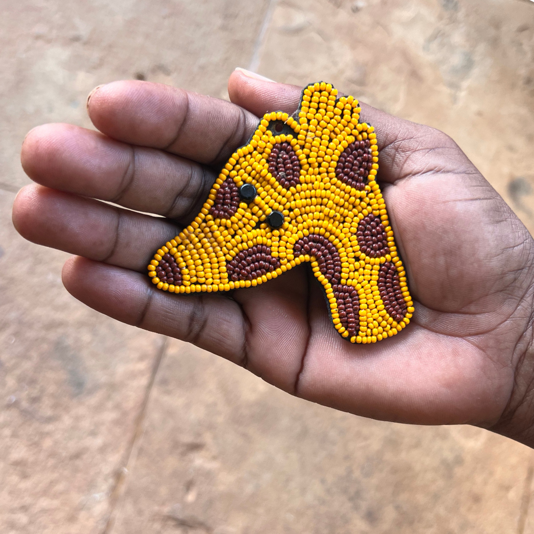 Giraffe Beaded Keychain