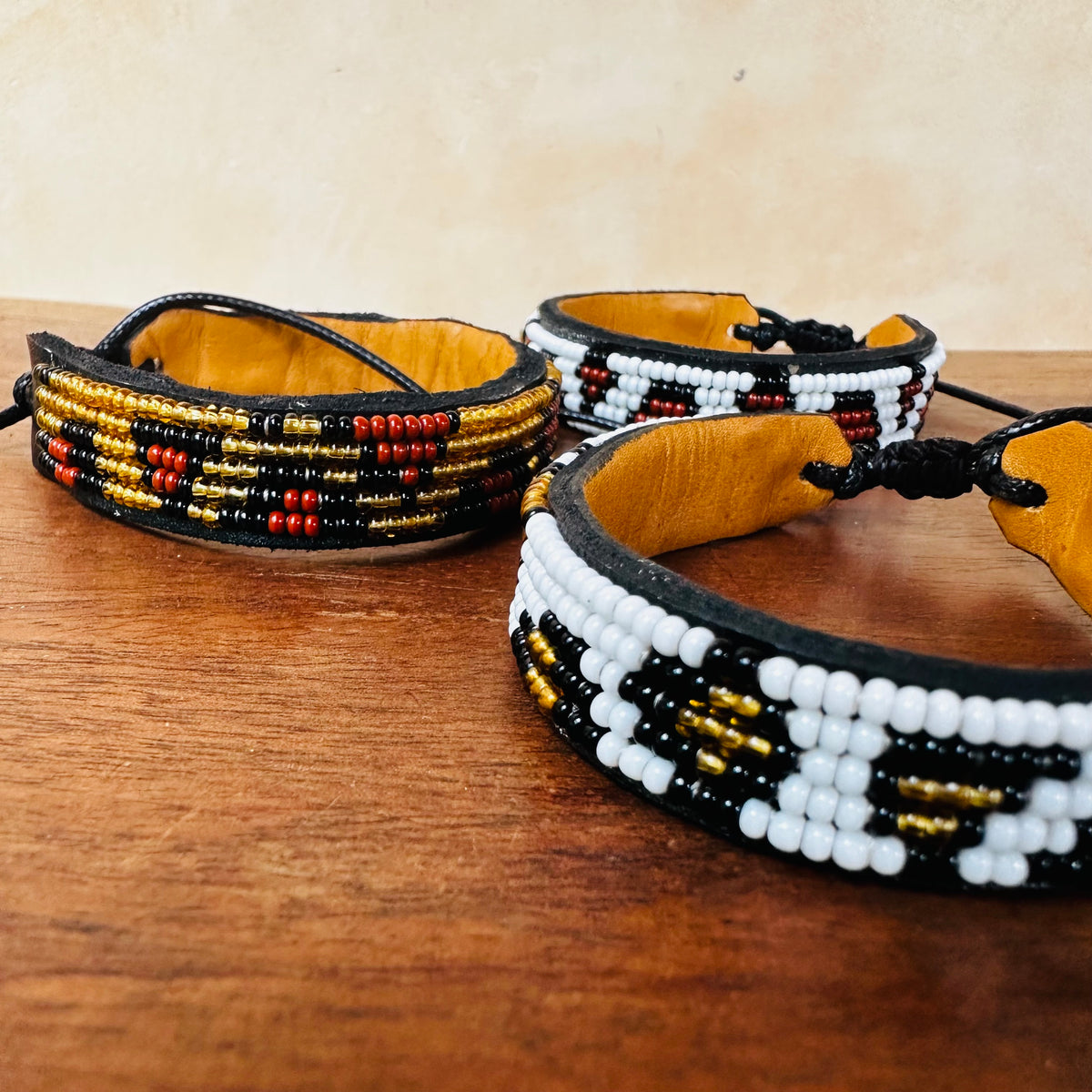 Adjustable Maasai Bracelet - Narrow - Leopard Print Design