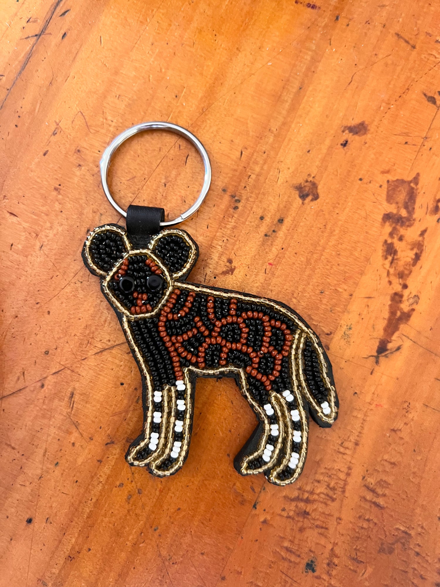 Wild Dog Beaded Keychain