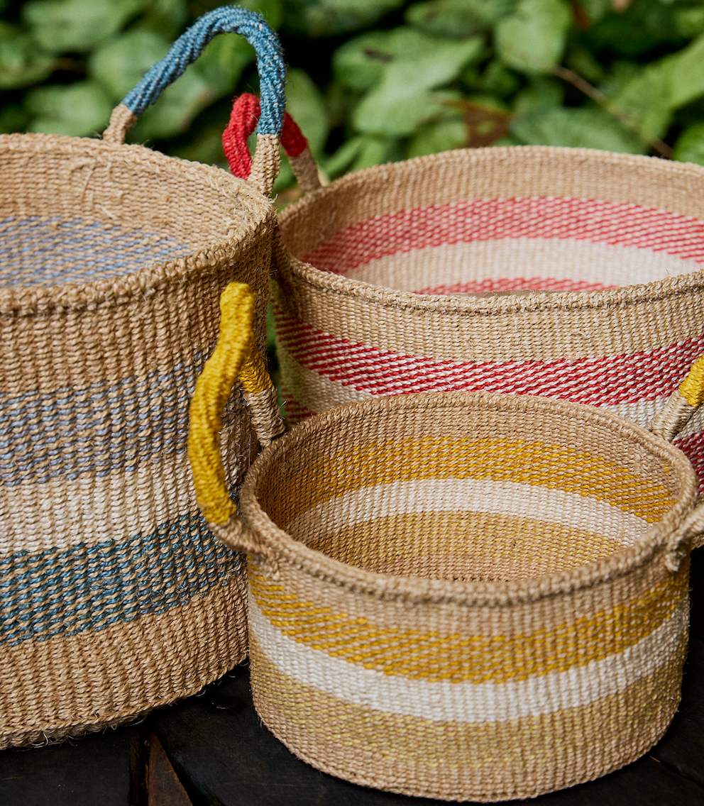 Sisal Floor Basket - Zebra design
