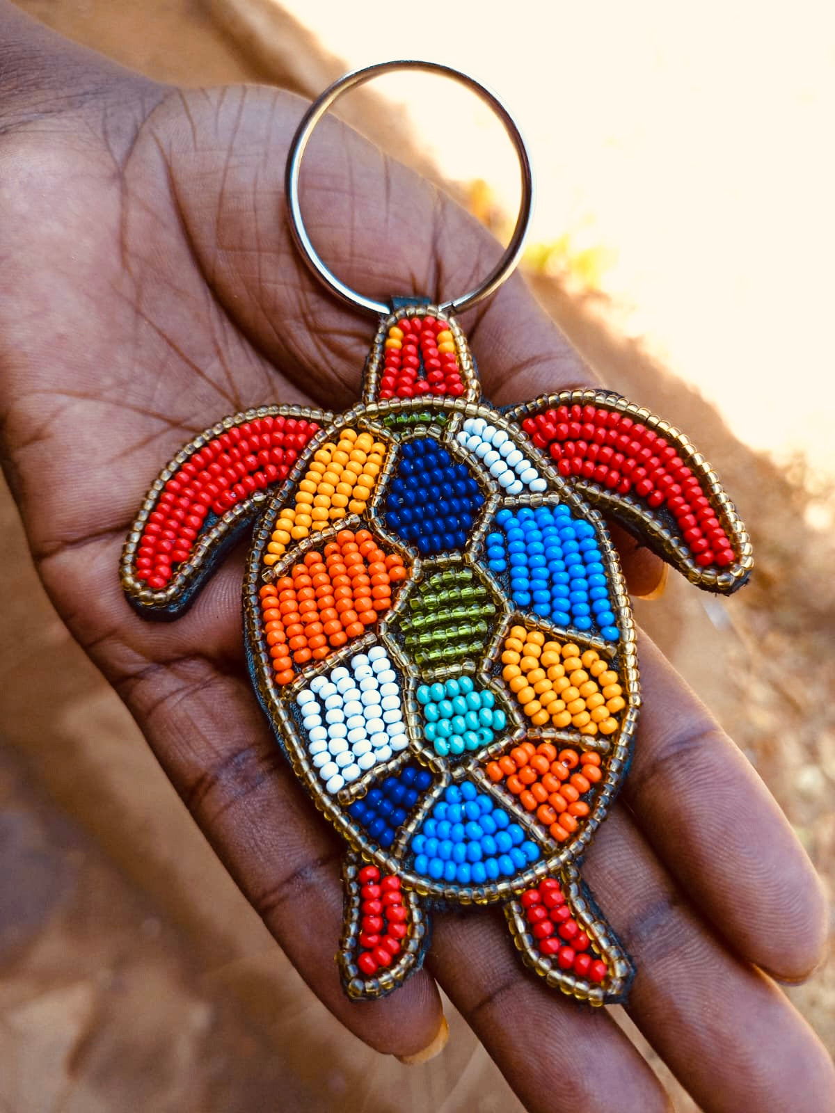 Turtle Beaded Keychain